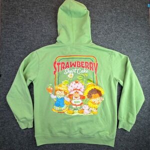 Strawberry Shortcake Hoodie Kids Size L 12-14 Green Embroidered Graphic Pullover